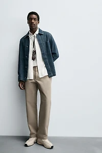 TEXTURED STRAIGHT FIT PANTS