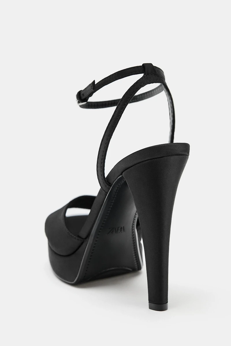SATIN-FINISH PLATFORM SANDALS