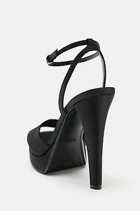 SATIN-FINISH PLATFORM SANDALS