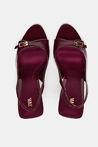 PATENT FINISH HEELED SANDALS