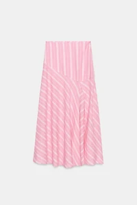 STRIPED LINEN MIDI SKIRT
