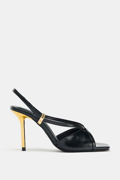 HEELED SANDALS WITH METALLIC DETAIL