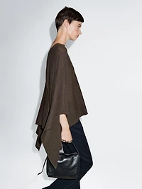 100% wool asymmetric knit cape