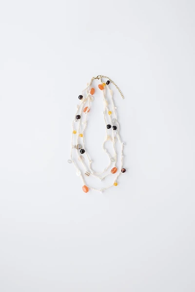 BEADED AND SHELL ROPE NECKLACE