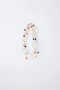 BEADED AND SHELL ROPE NECKLACE