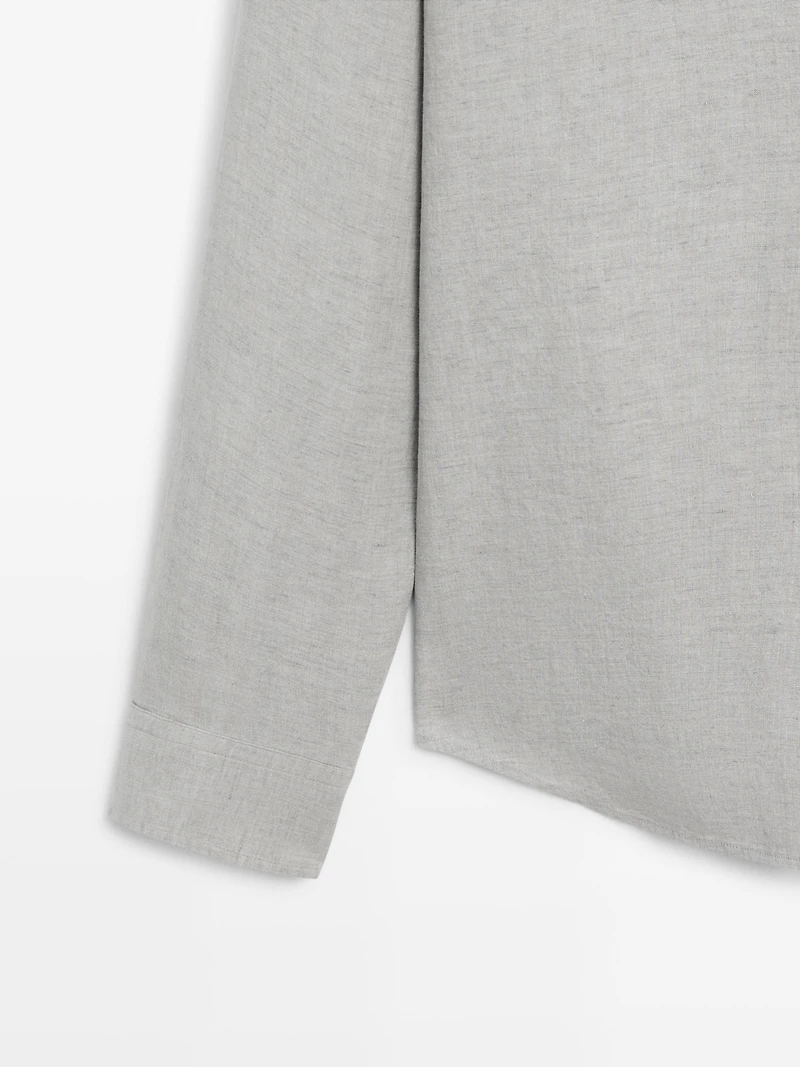 100% linen regular fit shirt with pocket