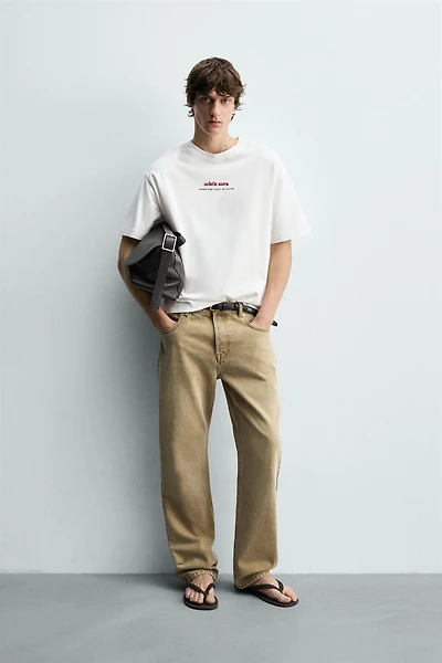 EMBROIDERED & PRINTED TEXT T-SHIRT