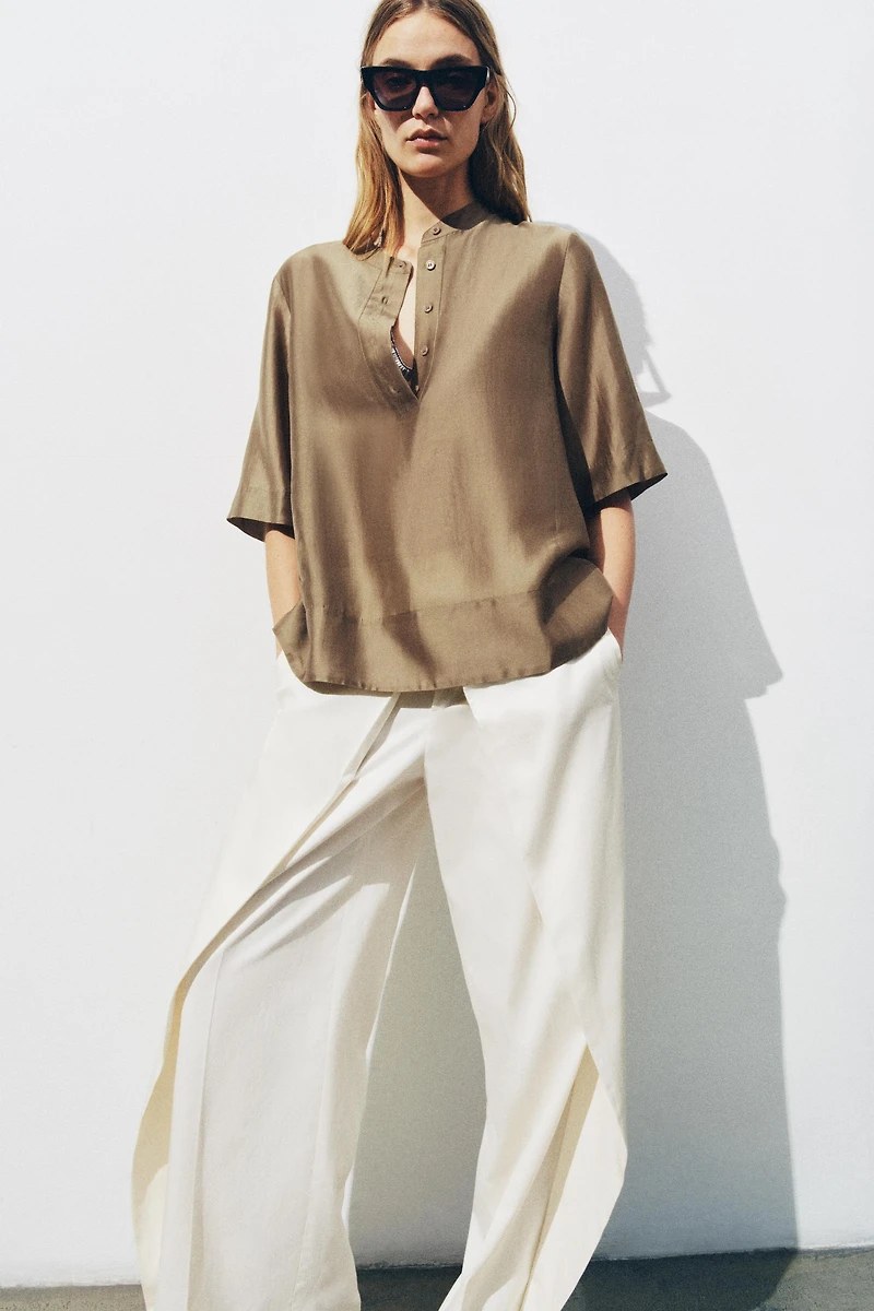 BLOUSE FLUIDE À MANCHES COURTES ZW COLLECTION