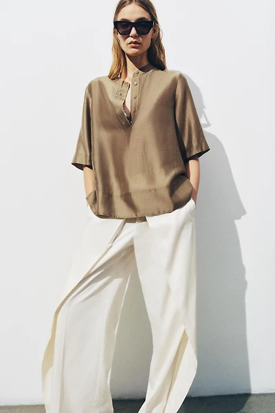 BLOUSE FLUIDE À MANCHES COURTES ZW COLLECTION