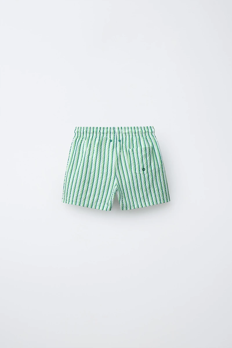 6-14 ANS/ SHORT DE BAIN SEERSUCKER À RAYURES