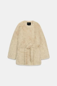 FAUX FUR BELTED JACKET ZW COLLECTION