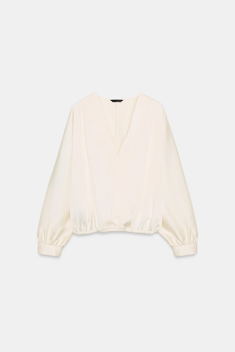 SATIN EFFECT WRAP BLOUSE