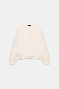SATIN EFFECT WRAP BLOUSE