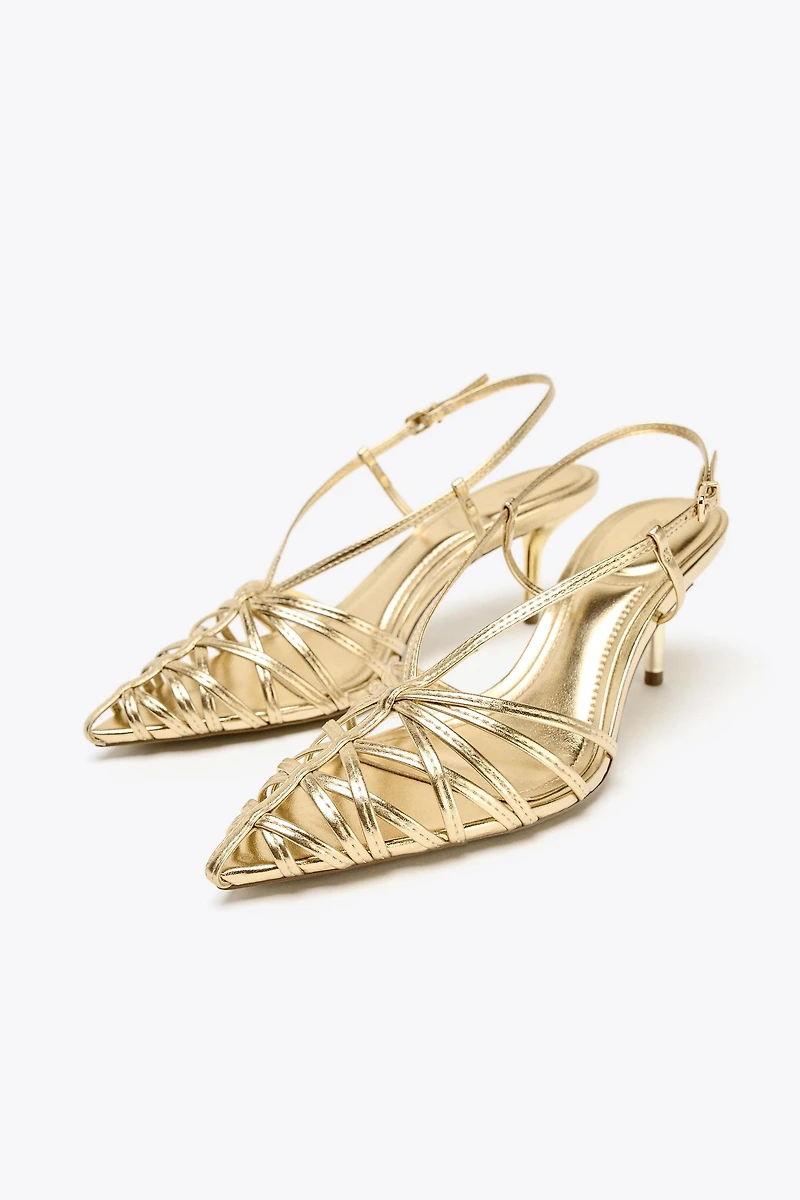 METALLIC EFFECT HEELED SLINGBACKS