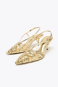 METALLIC EFFECT HEELED SLINGBACKS
