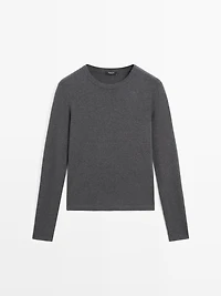 Ribbed long sleeve melange T-shirt