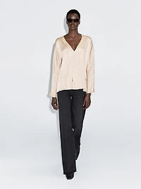 Satin V-neck blouse