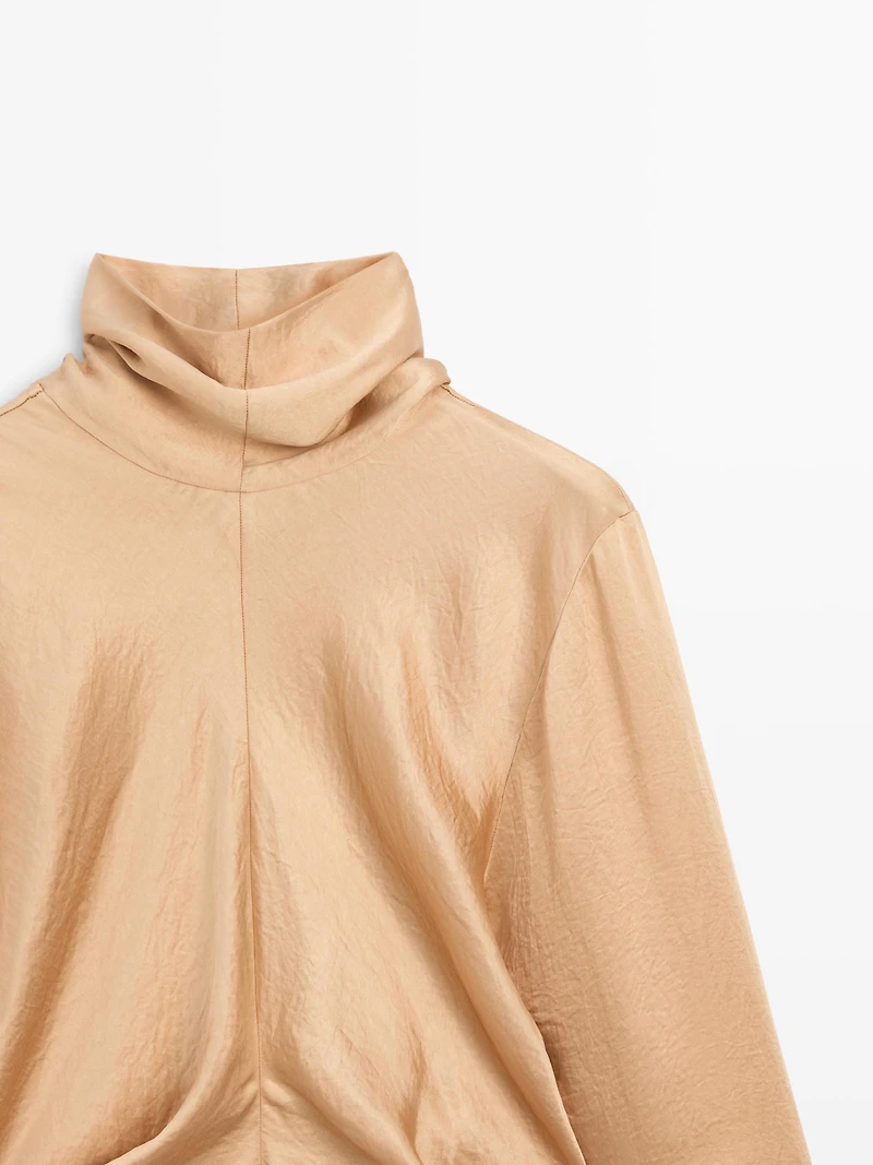 Blouse fluide satinée avec nœud - STUDIO