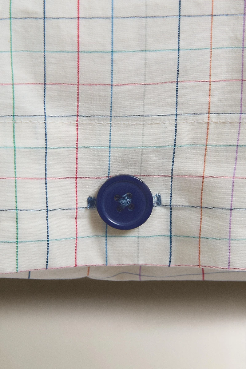 KIDS' CHECK COTTON PILLOWCASE