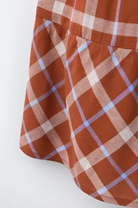 PLAID TIERED MIDI SKIRT