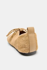 LEATHER AND FUR BALLET FLATS