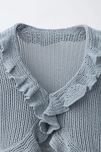 RUFFLED KNIT CARDIGAN
