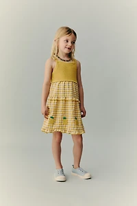 CASA LAWA X ZARA KIDS GINGHAM LEMON KNIT DRESS