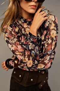 FLORAL PRINT RUFFLED BLOUSE