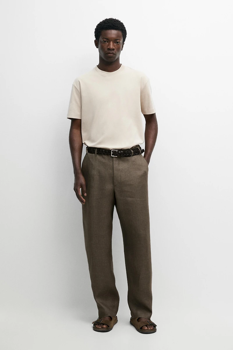 Faded total look 100% linen pants