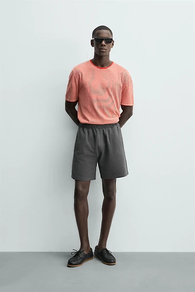 WASHED REGULAR FIT PIQUÉ SHORTS