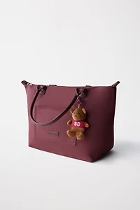 NYLON SHOPPER BAG WITH TEDDY BEAR CHARM