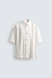 EMBROIDERED COTTON-LINEN SHIRT