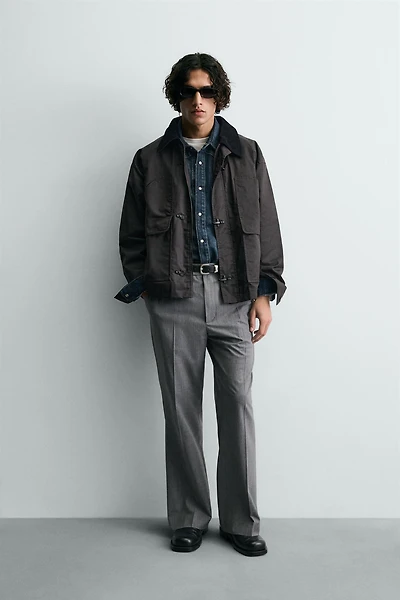 WAXED FINISH COMBINATION COLLAR JACKET