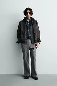 WAXED FINISH COMBINATION COLLAR JACKET