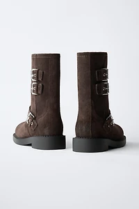 BUCKLED LEATHER BOOTS