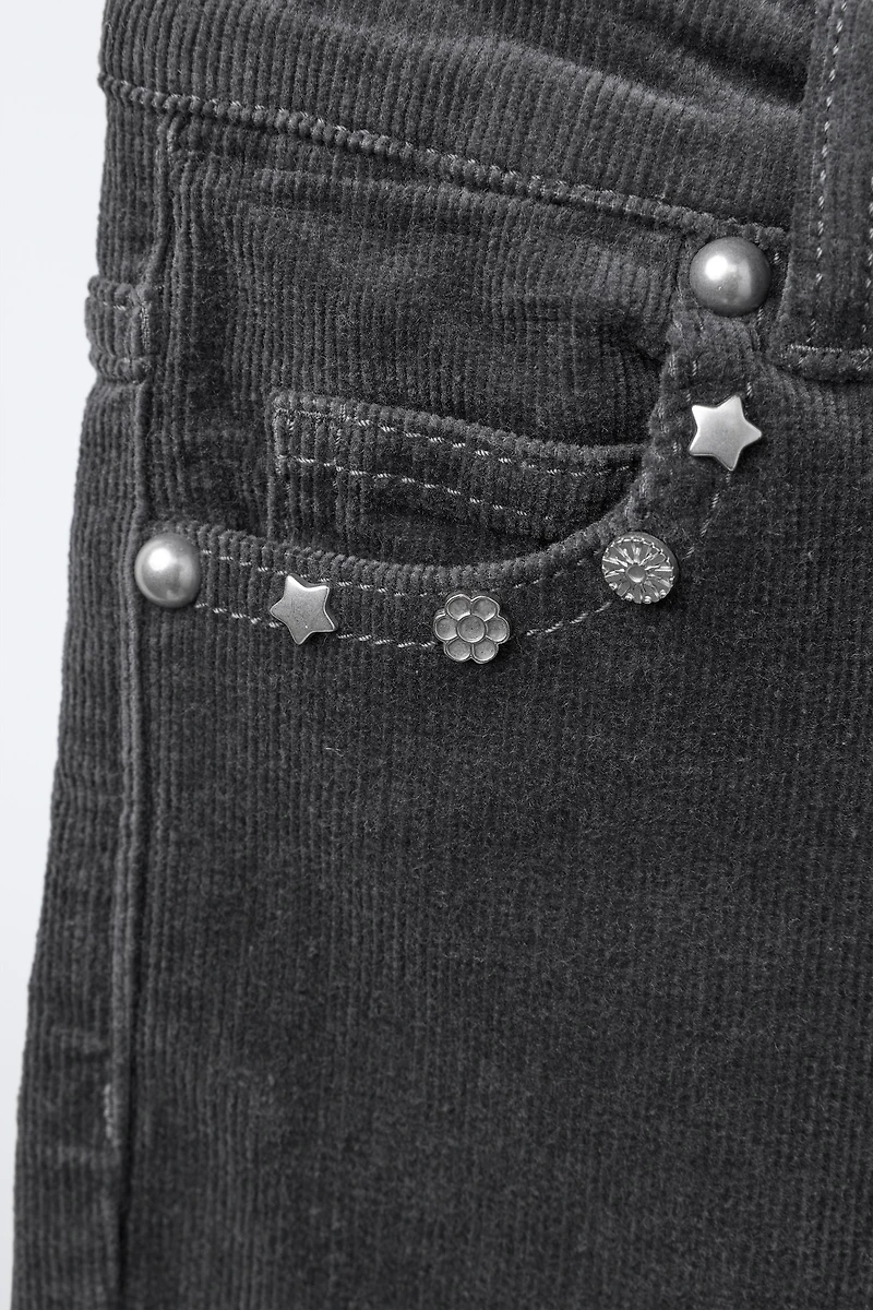 STRAIGHT CORDUROY PANTS WITH STUDS