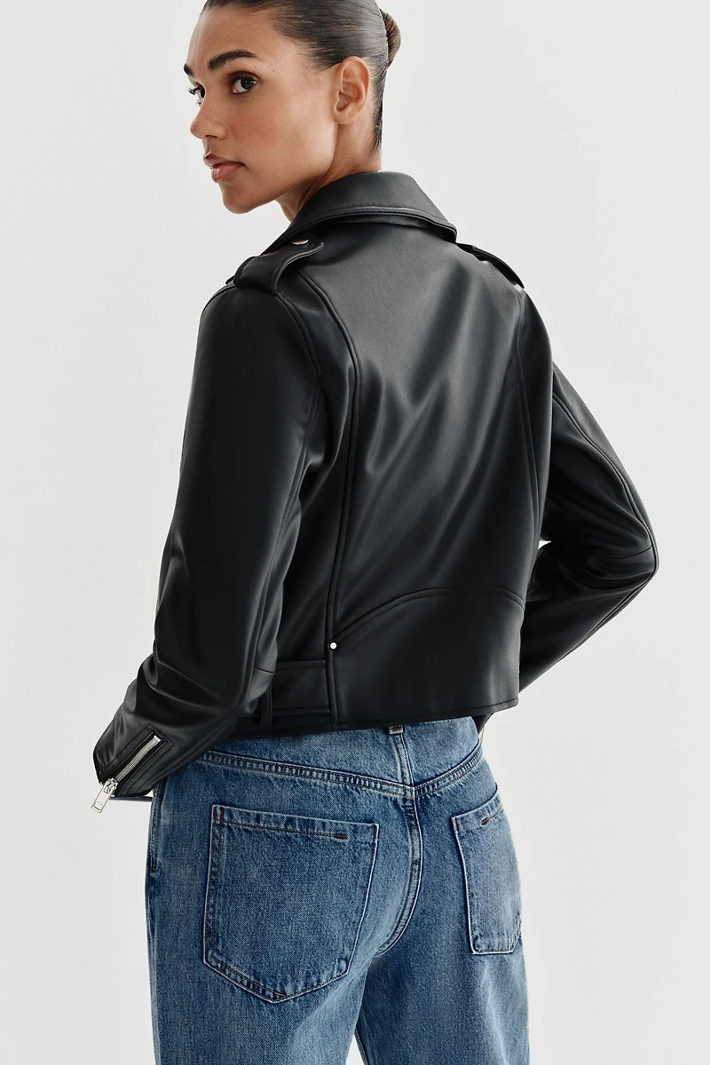 FAUX LEATHER BIKER JACKET