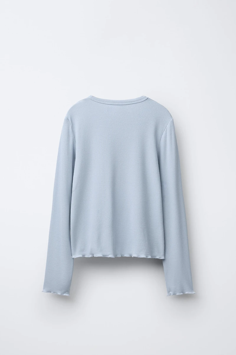 SEQUINED RIBBED T-SHIRT