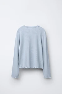 SEQUINED RIBBED T-SHIRT