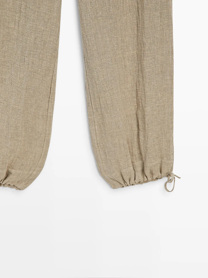 Pantalon bouffant en lin mélangé