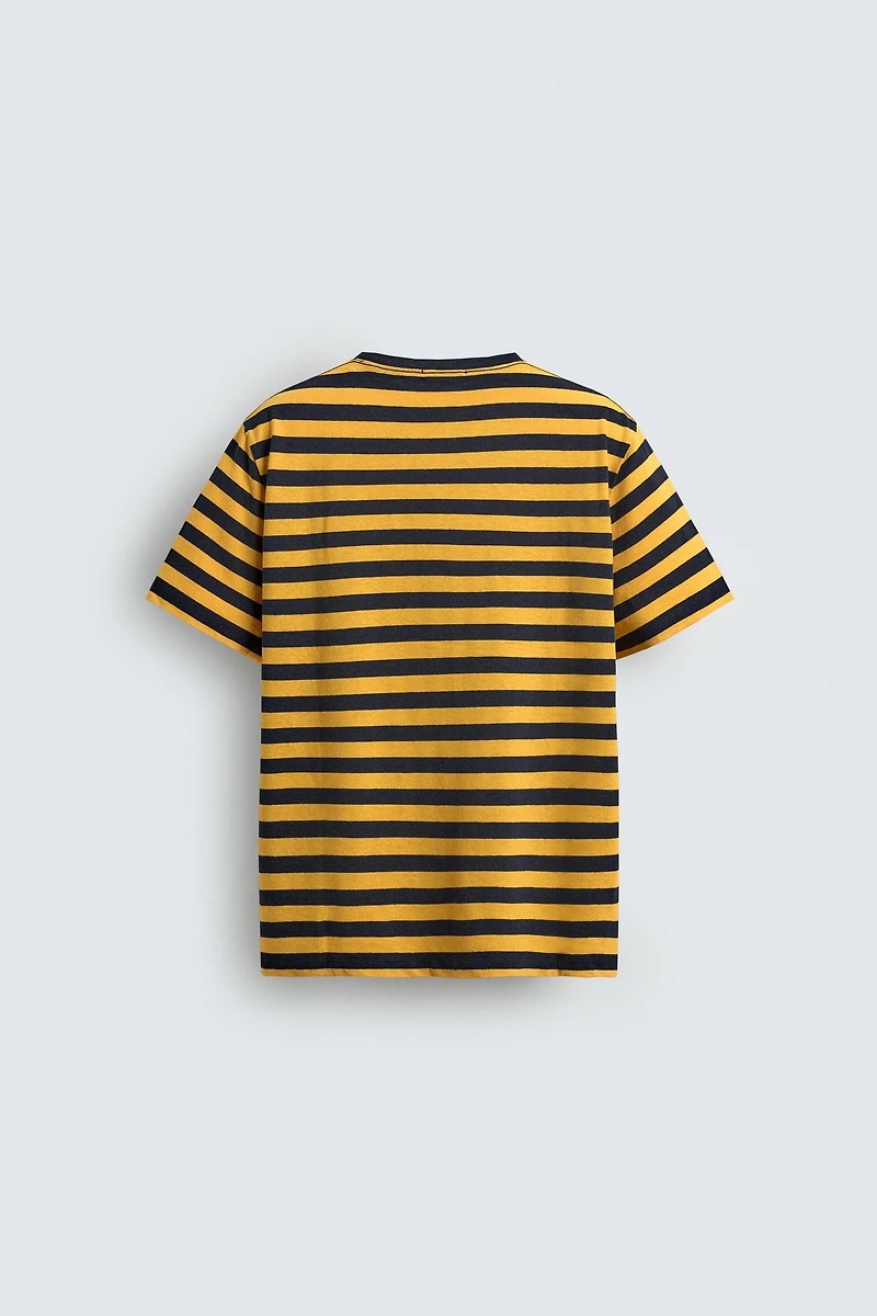 STRIPED LINEN COTTON BLEND T-SHIRT