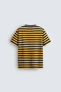 STRIPED LINEN COTTON BLEND T-SHIRT