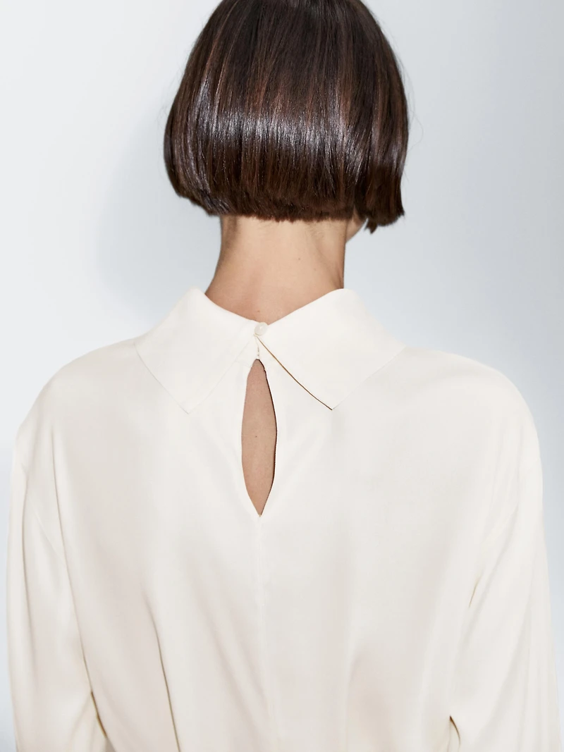 Long sleeve blouse with drawstring detail
