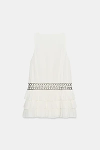 CHIFFON RUFFLED STUDDED DRESS