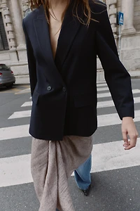 OVERSIZED DOUBLE BREASTED PINSTRIPE BLAZER