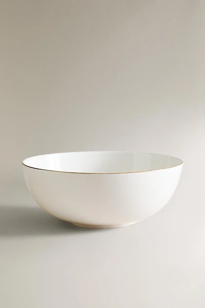 PORCELAIN SALAD BOWL WITH GOLD RIM