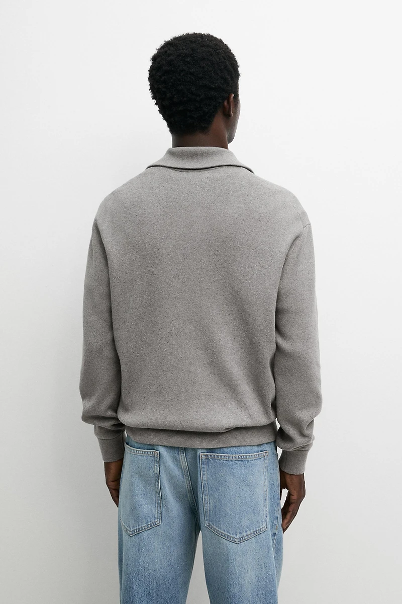 100% cotton zip-up knit cardigan