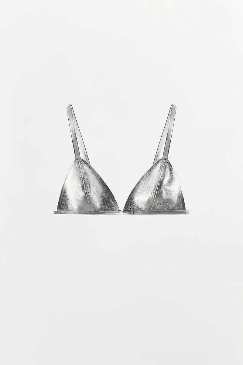 SOUTIEN-GORGE MÉTALLISÉ 100% CUIR
