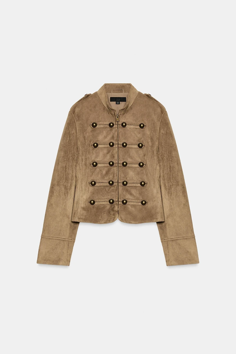 FAUX SUEDE FROG FASTENING JACKET