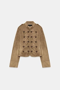 FAUX SUEDE FROG FASTENING JACKET